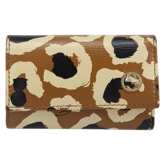 GUCCI Key Case Leather Brown Gold 354499 Auth - Picture 2 of 16